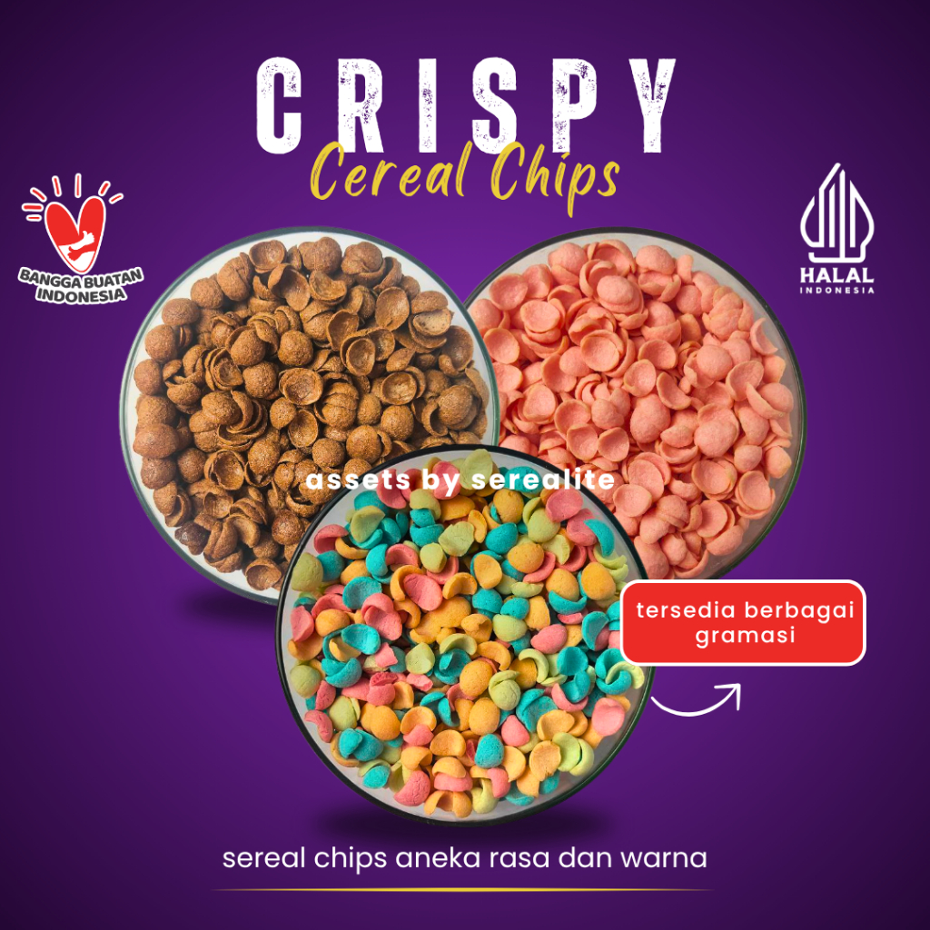 

crispy sereal crunchy cereal choco coco chips krispies aneka rasa strawberry chocolate cokelat fruit