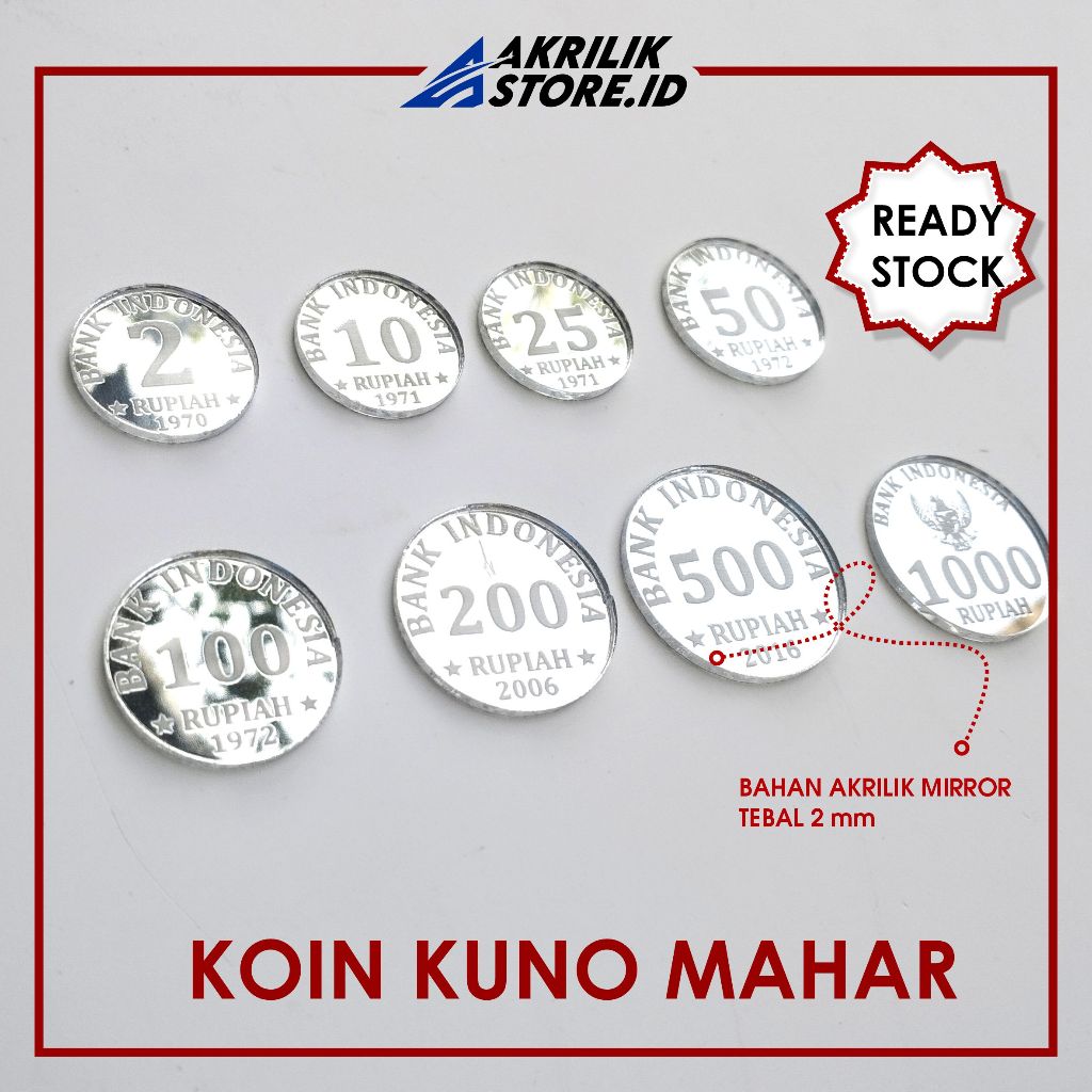 Replika Mahar Uang Koin Kuno Bahan Mahar Akrilik Silver Gold Dummy Replika Uang Kuno Mahar Nikah 1 R