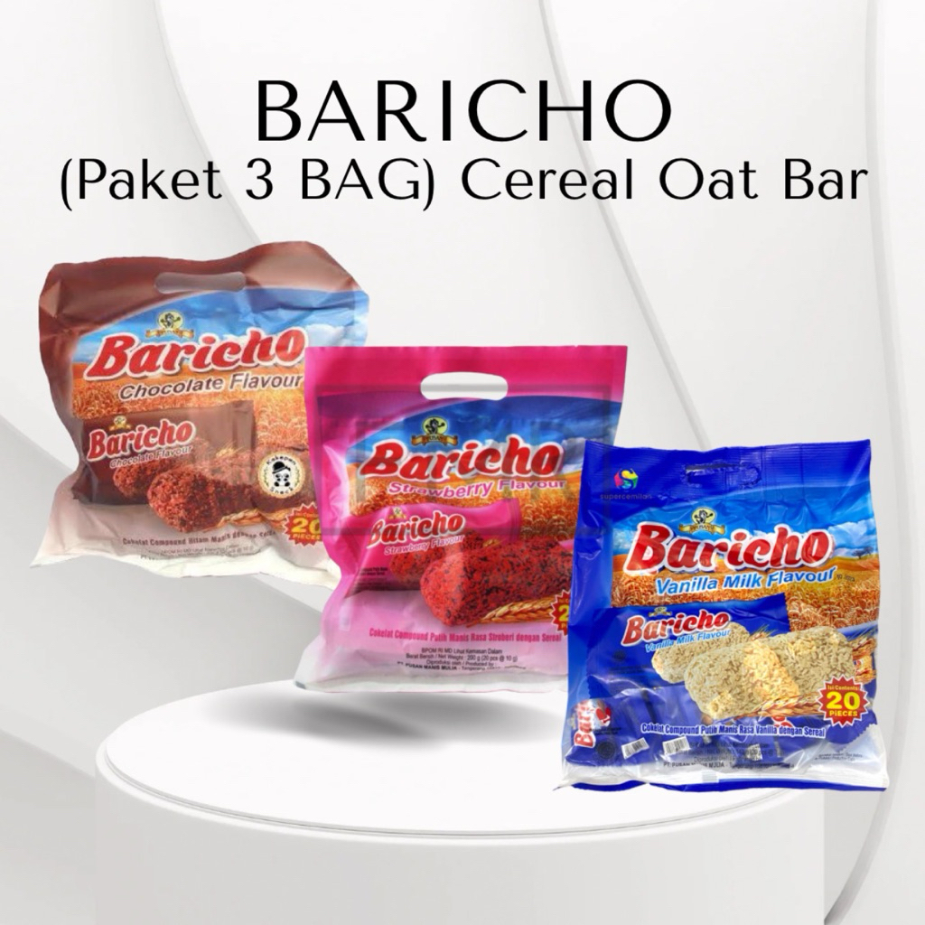 

(PAKET 3 BAG) Baricho Cereal Oat Bar / Cereal Bar / Sereal Bar / Bar Cereal / Bar Sereal / Sereal / Snack / Jajanan / Camilan