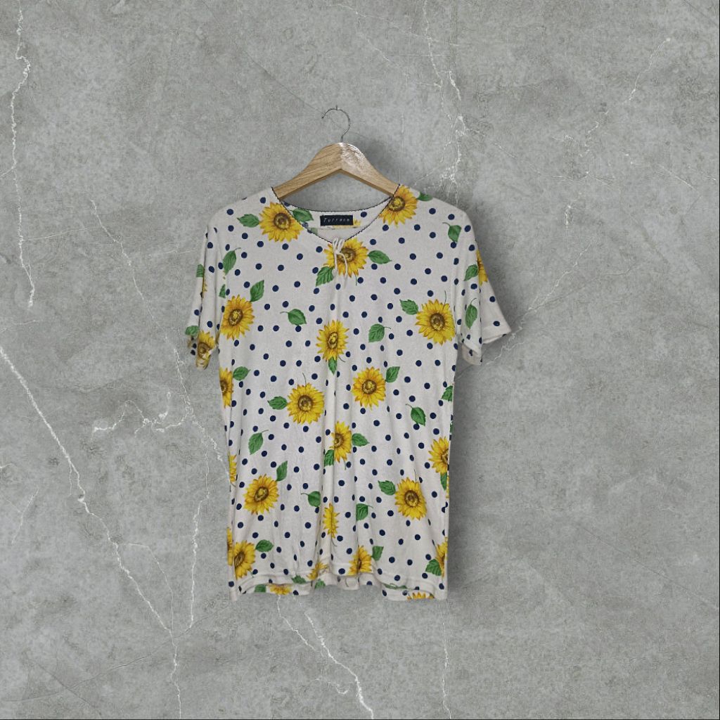 Kaos Santai Adem Motif Bunga Matahari