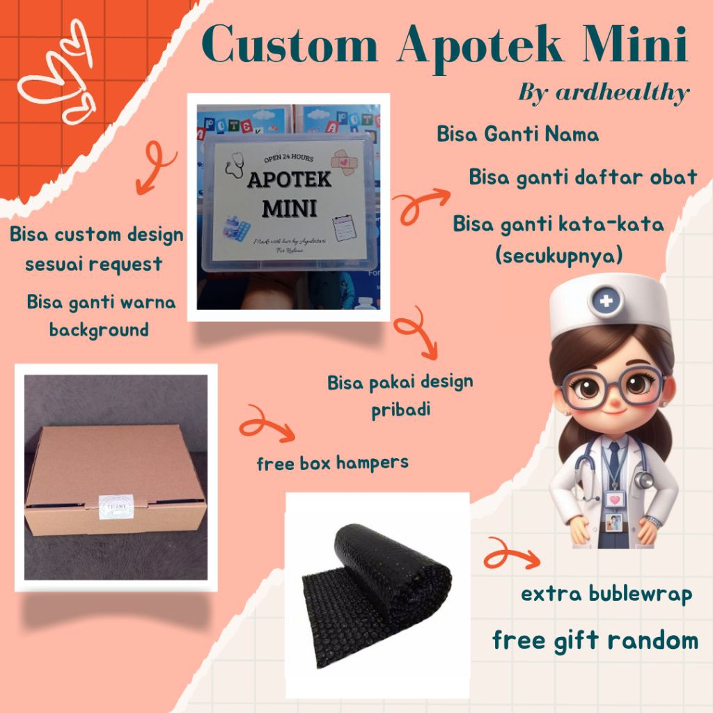 Apotek mini custom/apotek mini box/apotek mini gift/apotek mini buat pacar(BOX ONLY)