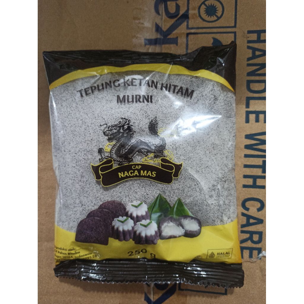 

Tepung Ketan Hitam Murni Cap Naga Emas 250gr