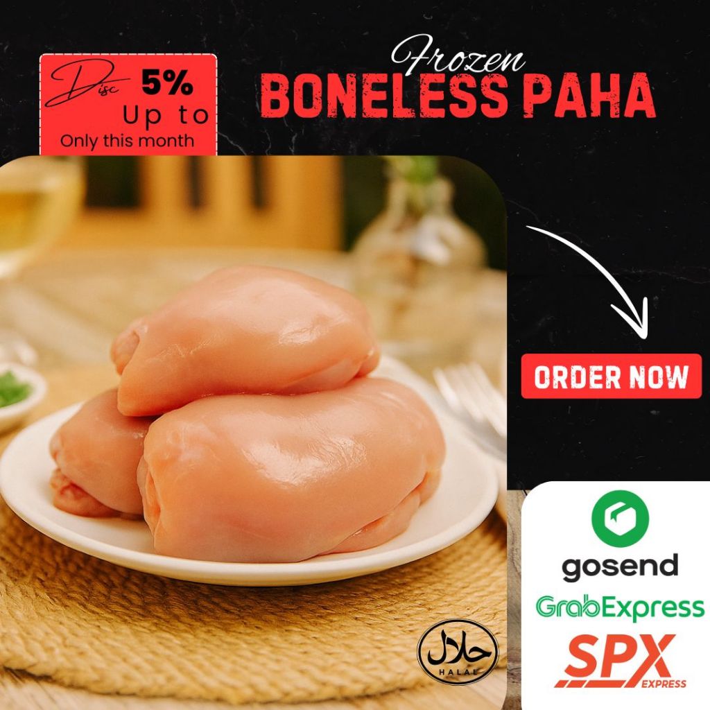 

Daging Ayam BONELESS PAHA tanpa tulang & kulit | 1000gr (1kg)