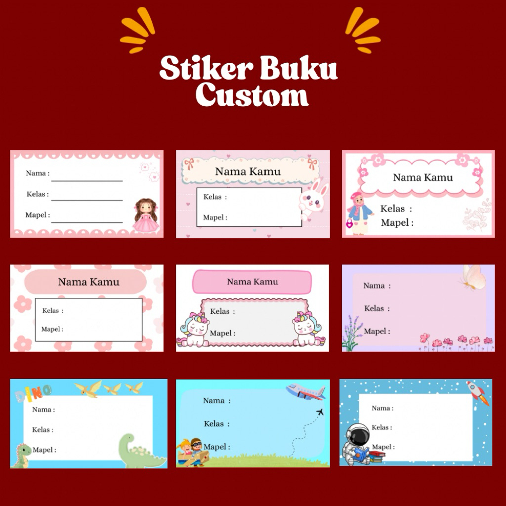 

Stiker nama buku custom/label nama custom/stiker nama custom