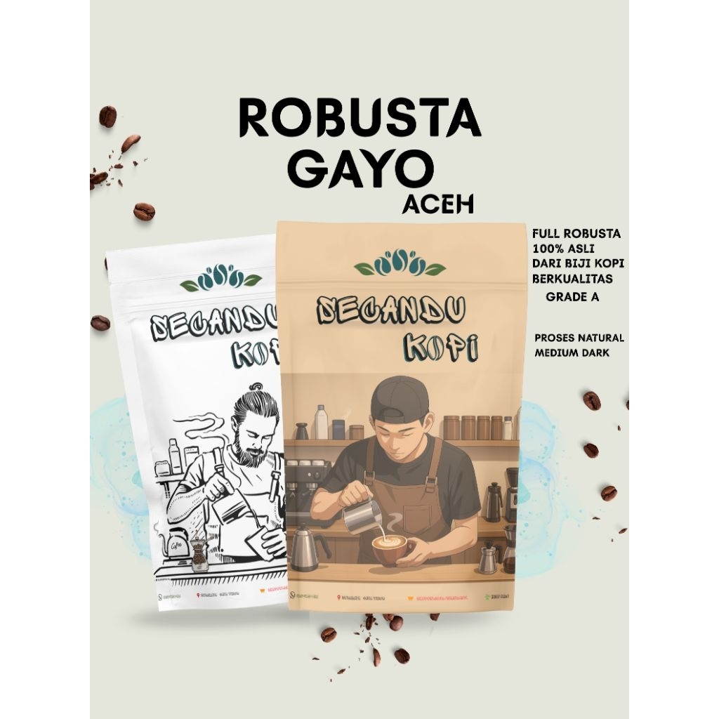 

ROBUSTA SPECIAL GAYO ACEH BIJI, BUBUK KOPI Natural Proses Medium Dark