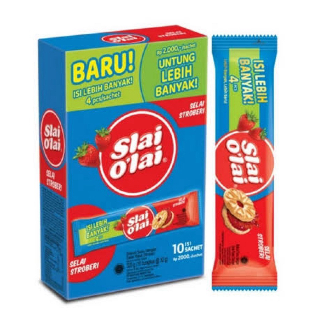 

SLAI O’LAI BOX - ISI 10 PCS ECERAN Rp. 2000 - VARIAN STROWBERRY - BLUEBERRY - NANAS