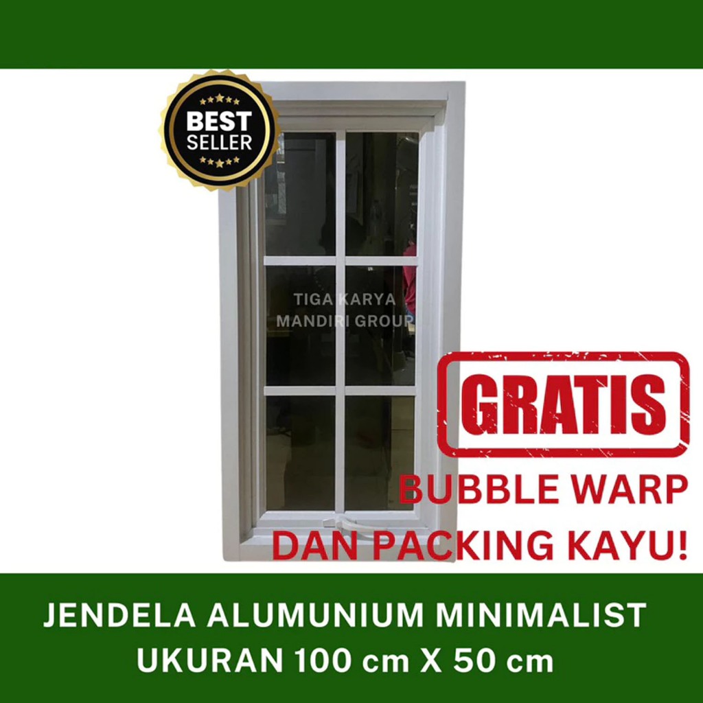 Jendela Aluminium 50x130/50x140/50x150/50x160/cm Variasi Ornamen
