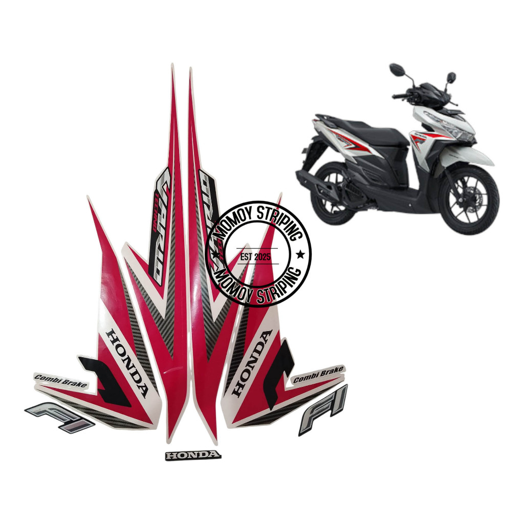 STIKER STRIPING VARIO TECHNO 125 2015 CBS PUTIH MERAH