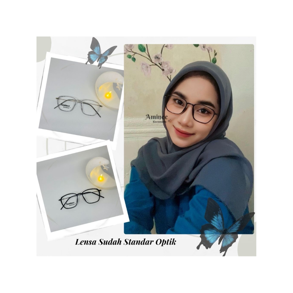AmineeKacamata Frame kacamata Star2189 Bisa Normal/Minus/Plus & cyl Lensa Antiradiasi, Lensa Blueray