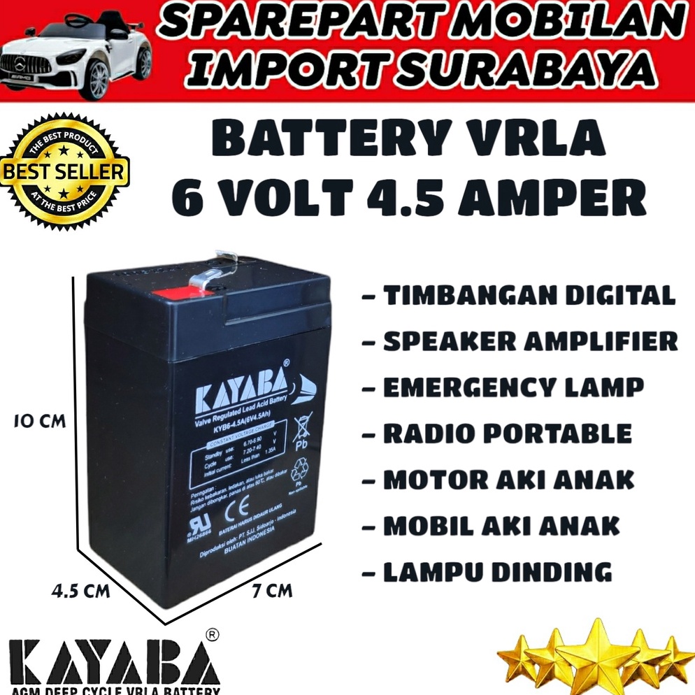 KODE G43P KAYABA 6V 45AH ORIGINAL VRLA BATERAI MOTOR VESPA MAINAN ANAK TIMBANGAN DIGITAL LAMPU DINDI