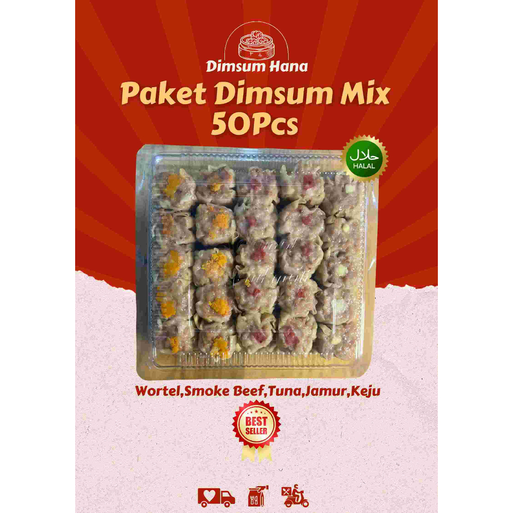 

Dimsum Hana Paket Mix Wortel, Smoke Beef, Tuna, Jamur, Keju 50pcs