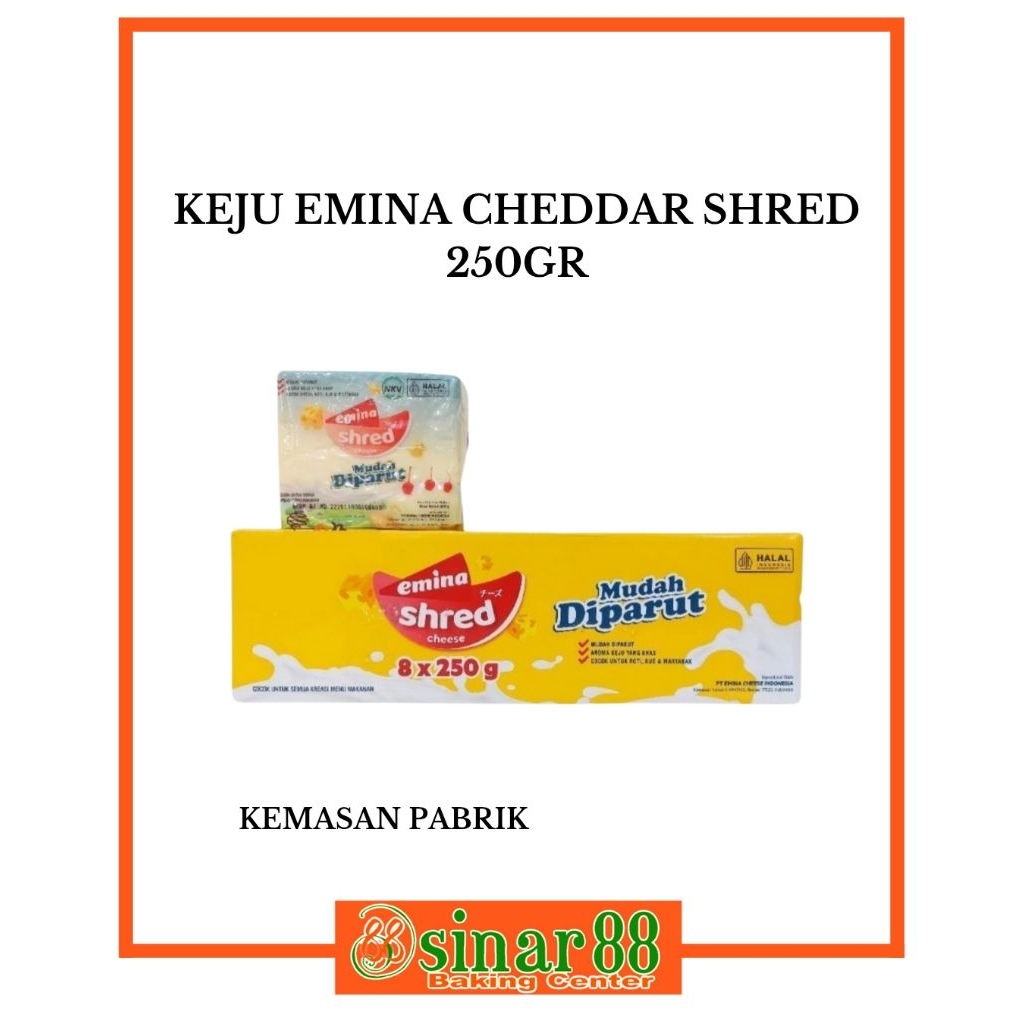 

Keju Emina Cheddar 250gr (Mudah di Parut)