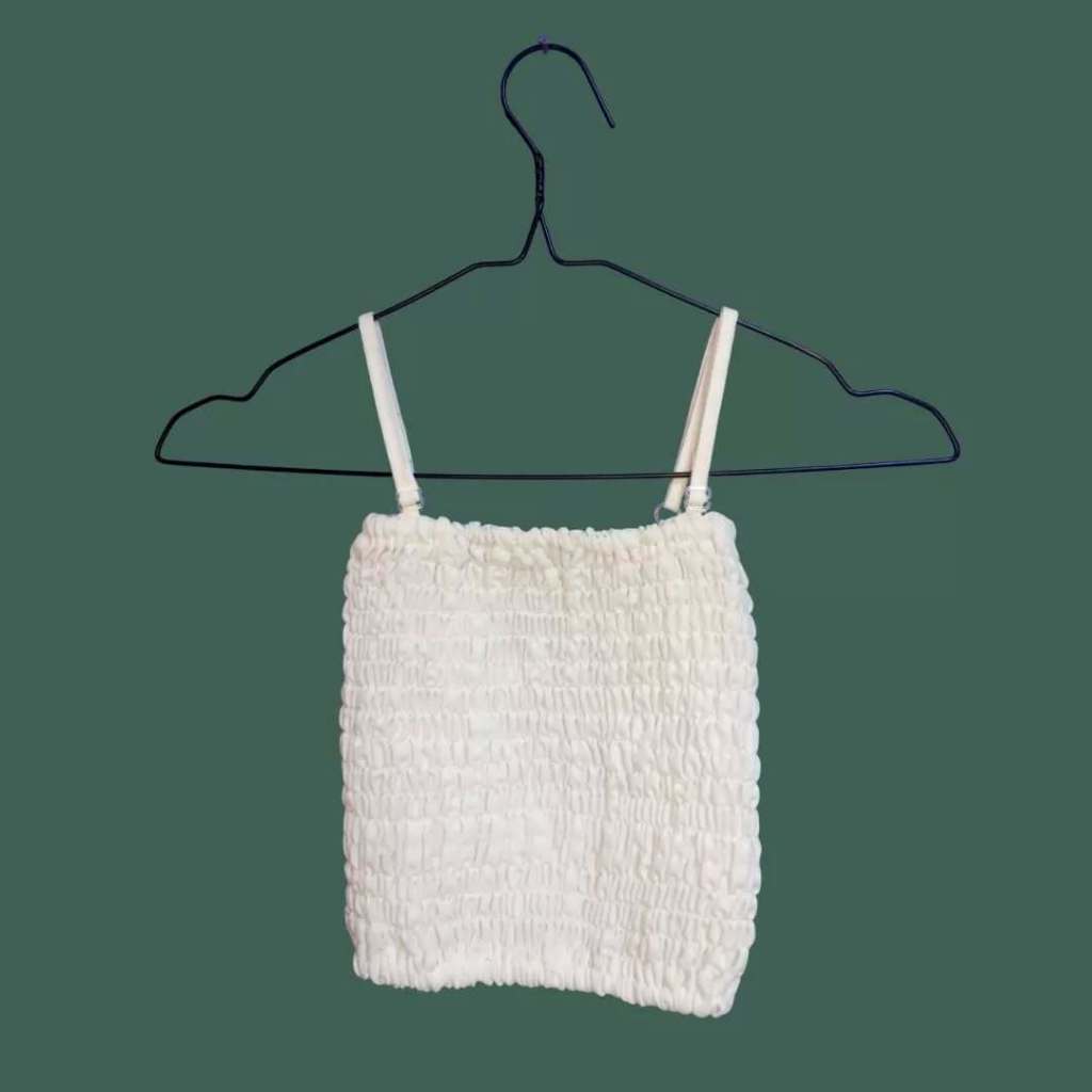 [FLW] IMPOR White Tank Top Scruch | Tank Top Atasan Wanita Crop | Crop Top Serut