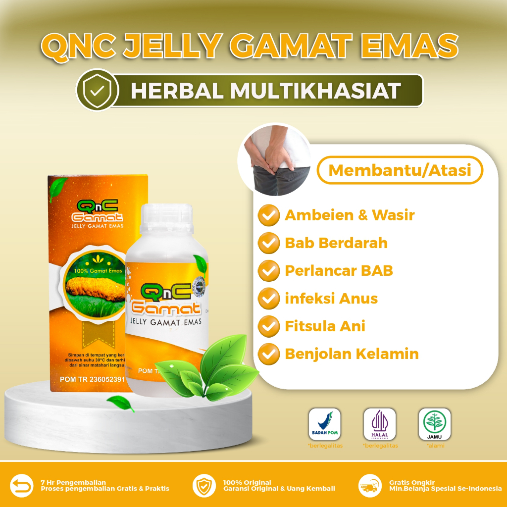 QNC Jelly Gamat Emas Membantu Atasi Ambein Wasir BAB Berdarah Perlancar BAB Fitsula An Benjolan Kelm