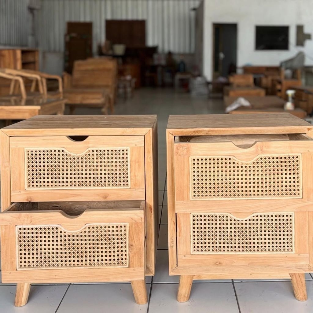 Nakas rotan aesthetic. nakas rotan minimalis. nakas. nakas jati