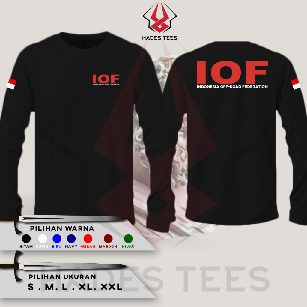 Kaos Baju LENGAN PANJANG IOF Indonesia Off-Road Federation Request Nama Kaos Distro - Hades Tees