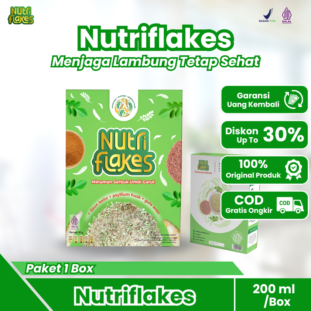 

Nutriflakes Sereal Umbi Garut - Ampuh Mengatasi Asam Lambung, Maag Dan Gerd 1 Box