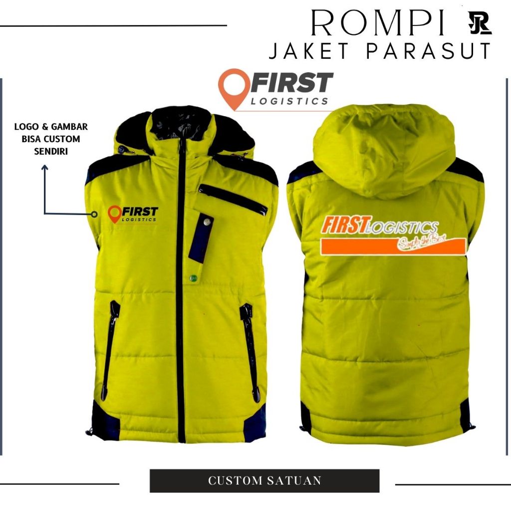 ROMPI PRIA CUSTOM FIRST LOGISTIC ROMPI JAKET PS HOODIE LEPAS PASANG