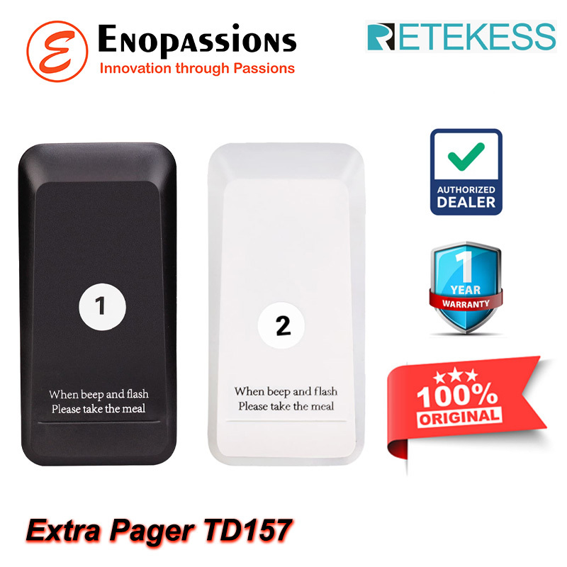 Retekess TD157 Ekstra Pager Per Unit Hitam atau Putih, Hanya untuk Retekess TD157
