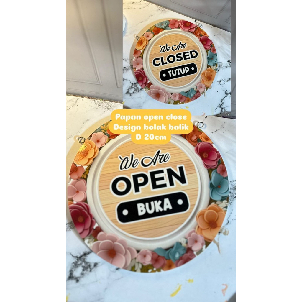 

Rubby- motif bunga melingkar Papan petunjuk Open Close design bunga melingkar / papan buka tutup toko 20cm