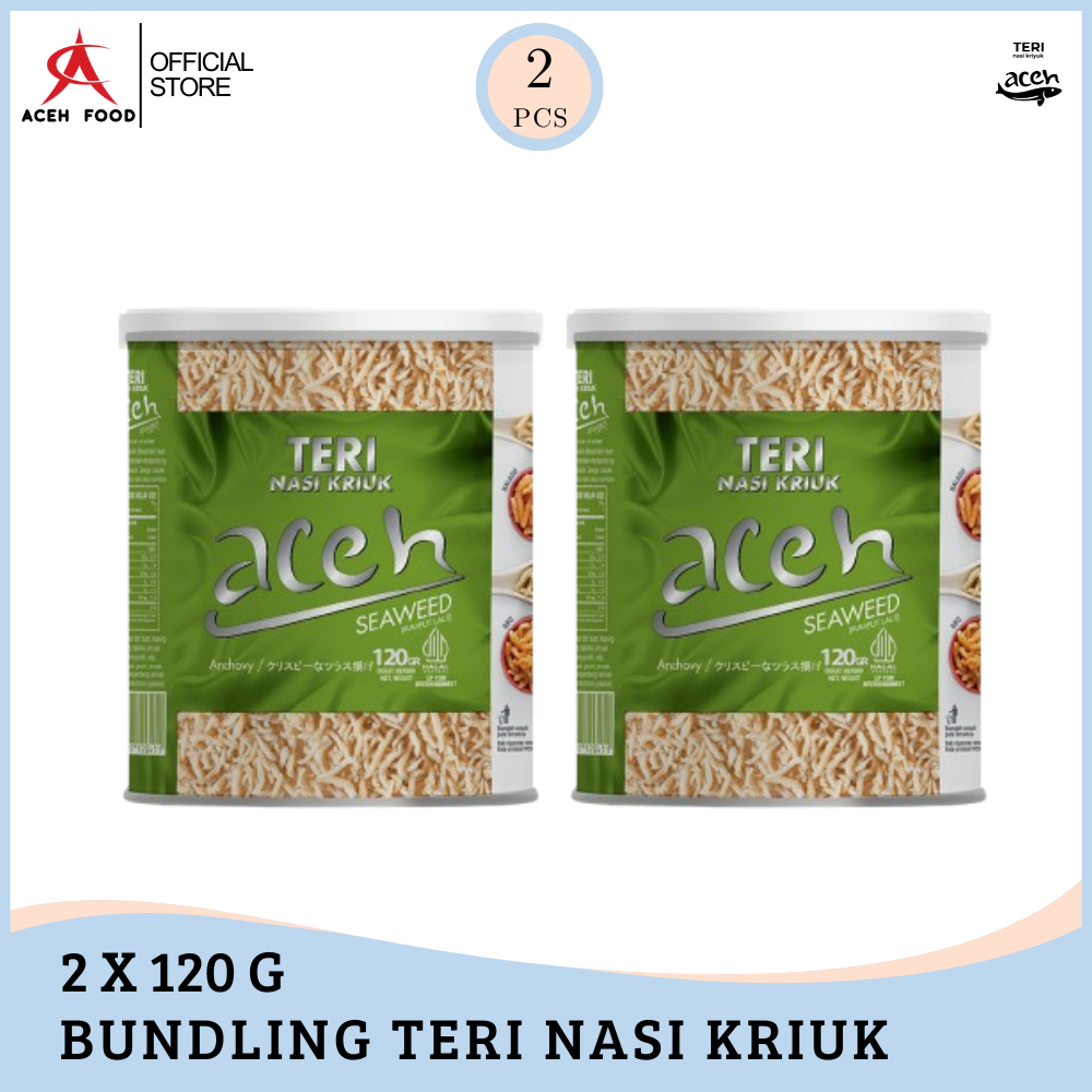 

Bundling Isi 2 Teri Aceh Nasi Kriuk Cemilan Crispy Rumput Laut (Seaweed) - Kemasan Kaleng 120gr x 2 pcs - Aceh Food