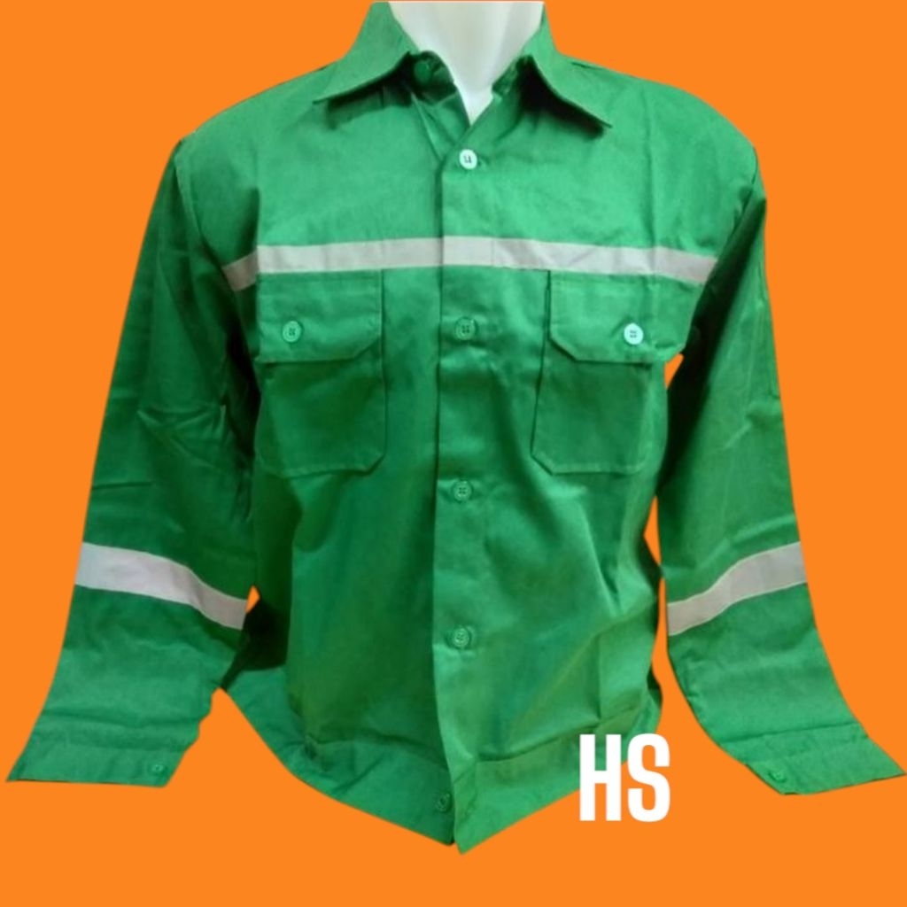 Baju safety kerja proyek lengan panjang Baju k3 proyek -Hijau