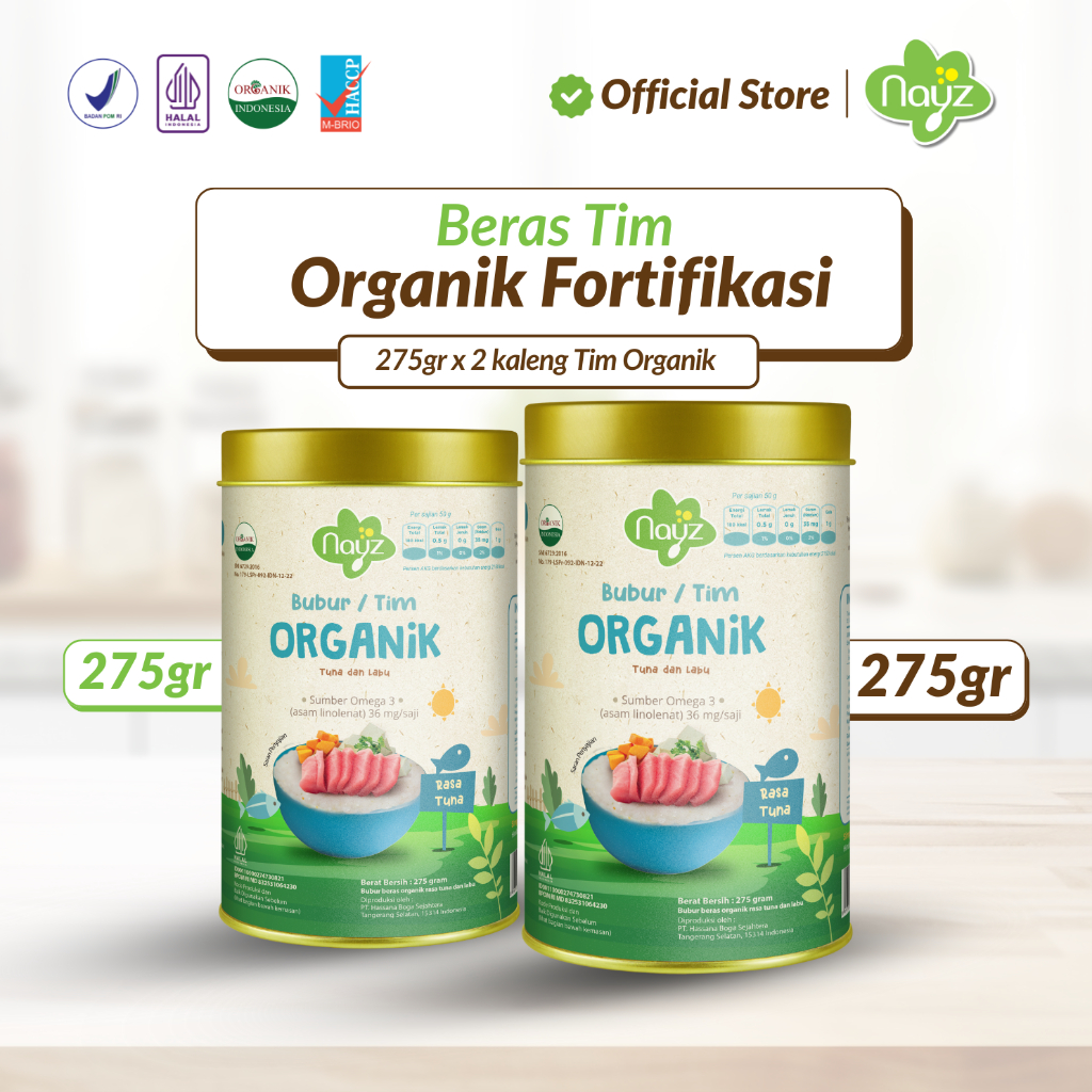 (PAKET ISI 2) Nayz Kaleng Ikan Tuna Beras Tim Organik Fortifikasi MPASI 12+ Bulan - 275gr
