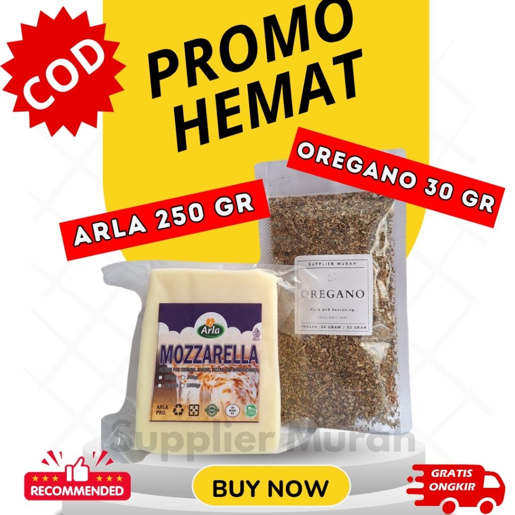 

Mozarella Arla 250 Gram + Oregano 30 Gram Paket Hemat