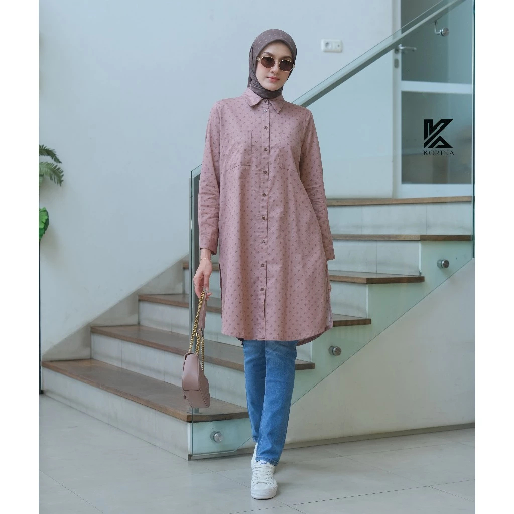 Korina Airish Tunik Bahan Katun Premium Motif Printing