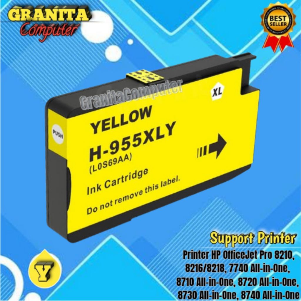 Compatible Tinta HP 955XL Yellow For HP OfficeJet Pro 8210, 8216/8218, 7740,7730,7720, 8710 All-in-O