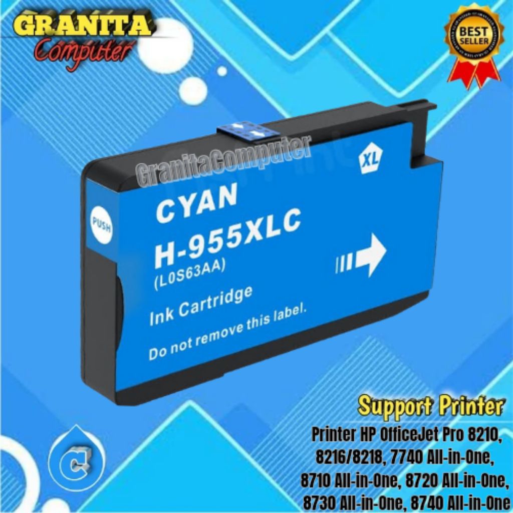 Tinta Catridge Compatible HP 955XL 955XL Cyan For HP OfficeJet Pro 8210, 8216/8218, 7740,7730,7720, 