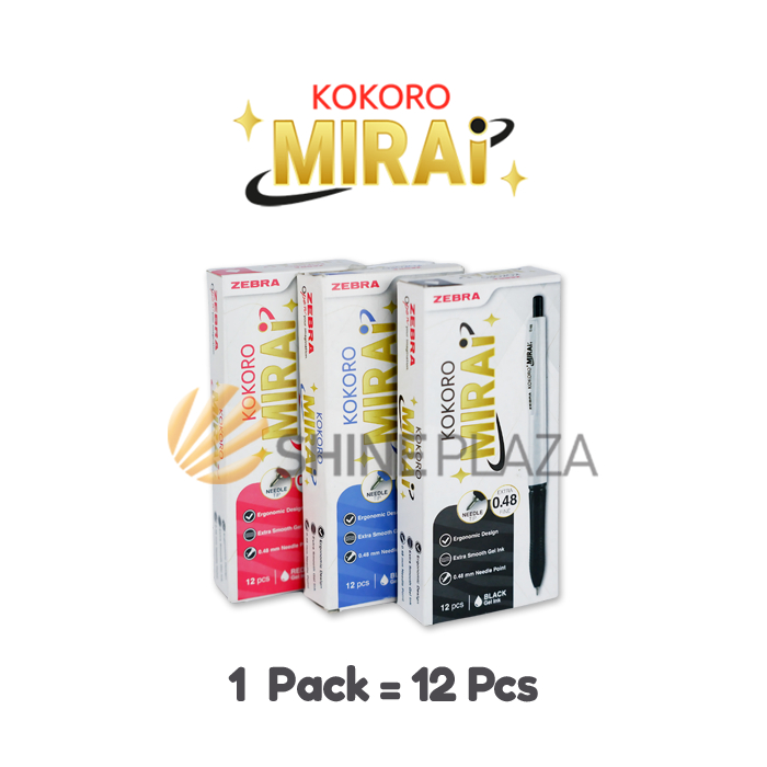 

LUSINAN Pulpen Gel Kokoro Mirai 0.48mm - Bolpen Pena Gel Warna Zebra 0,48 mm