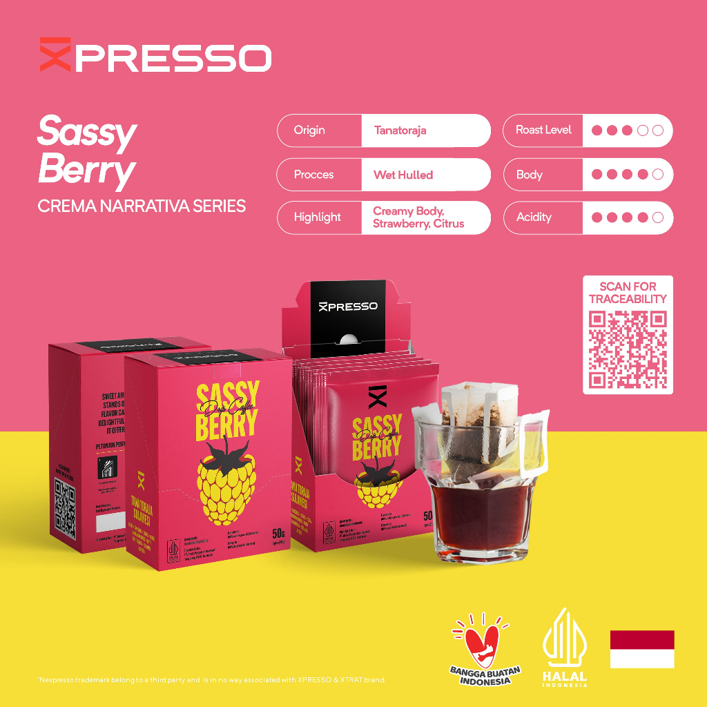 

XPRESSO Drip Bag Coffee - Sulawesi Sassy Berry - Kopi Drip 5 Pcs