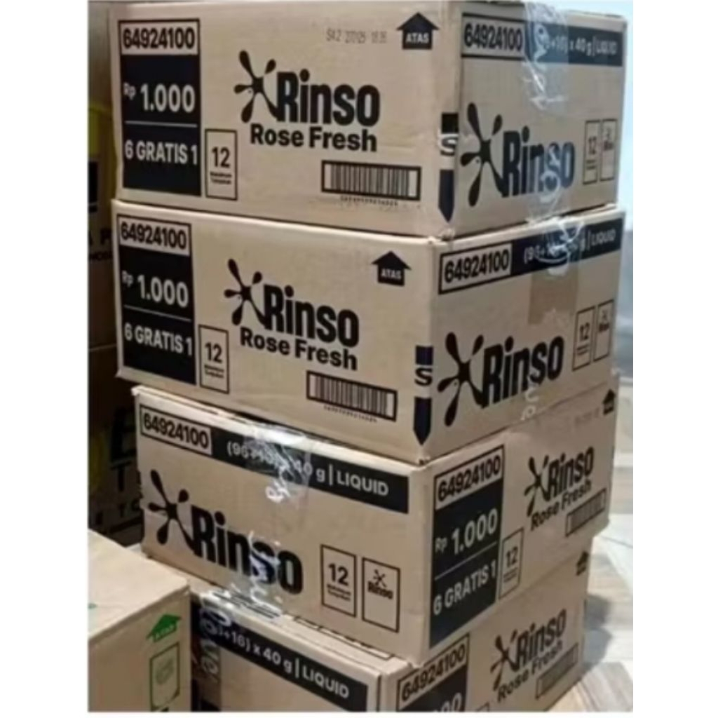 Rinso Cair Rose Fresh Jumbo sachet 1 Dus isi 8 lsn (112 sachet ) @40g