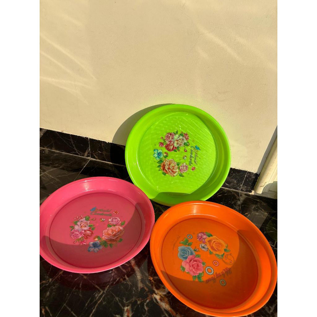 NAMPAN BULAT / NAMPAN BULAT PLASTIK / NAMPAN MOTIF BUNGA / NAMPAN SAJI / NAMPAN BUNDAR