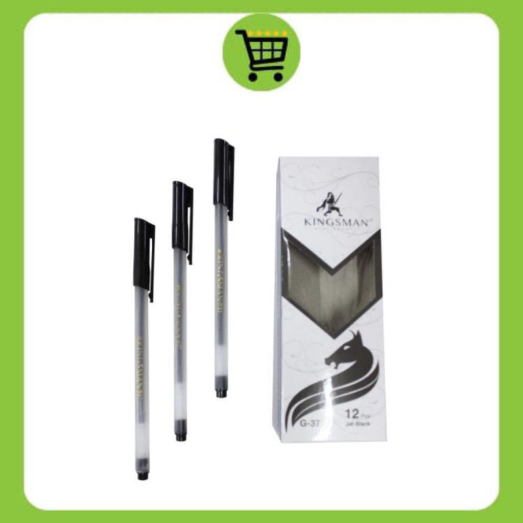 

•DailyMart• [BUNDLE 3] Pulpen Kingsman G-37 Hitam Isi 12 | Pen Ulir Hitam