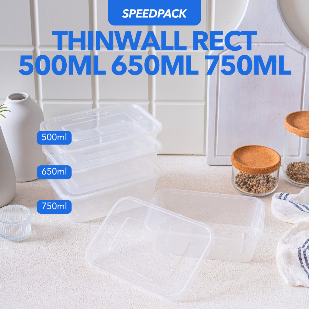 Kotak Makan Plastik Thinwall Persegi Panjang – Bening | Isi 25pcs | Takeaway