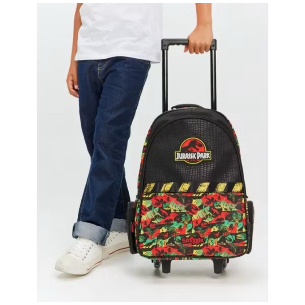 (ORIGINAL) Smiggle x Jurassic Park Trolley Backpack With Light Up Wheels / Tas Troli Smiggle Origina