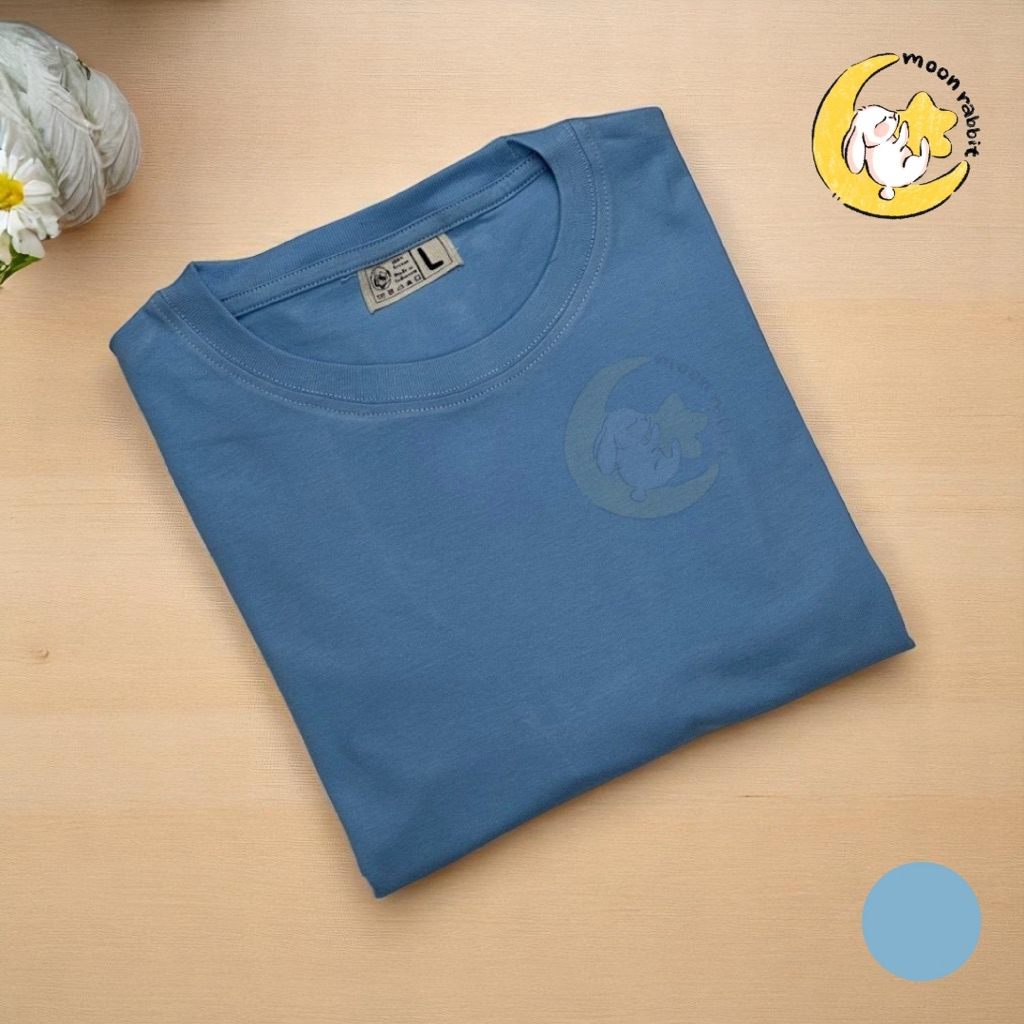 Moon Rabbit Baju Polos Warna Biru Langit Muda Unisex Pria Wanita Katun Premium Combed 24s