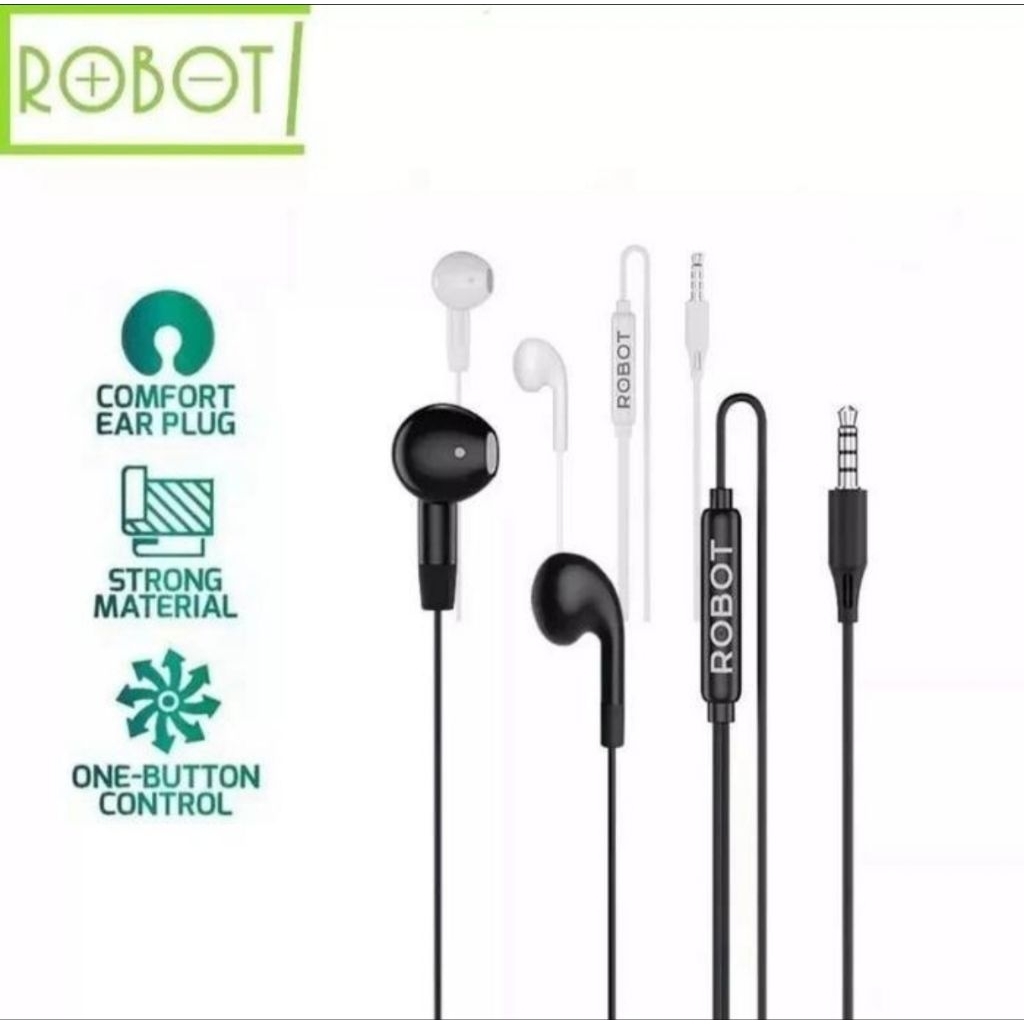Earphone/Headset Android/iPhone - ROBOT RE50 tanpa karet suara lebih afdol