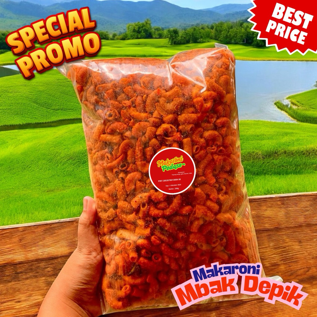 

Makroni 1/4kg Extrapedas | Makaroni Pedas Surabaya