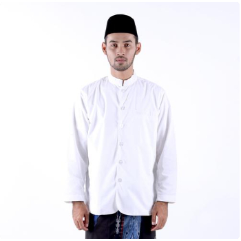 Baju Koko BHS Classic Habaib Motif Amir Warna Putih - L
