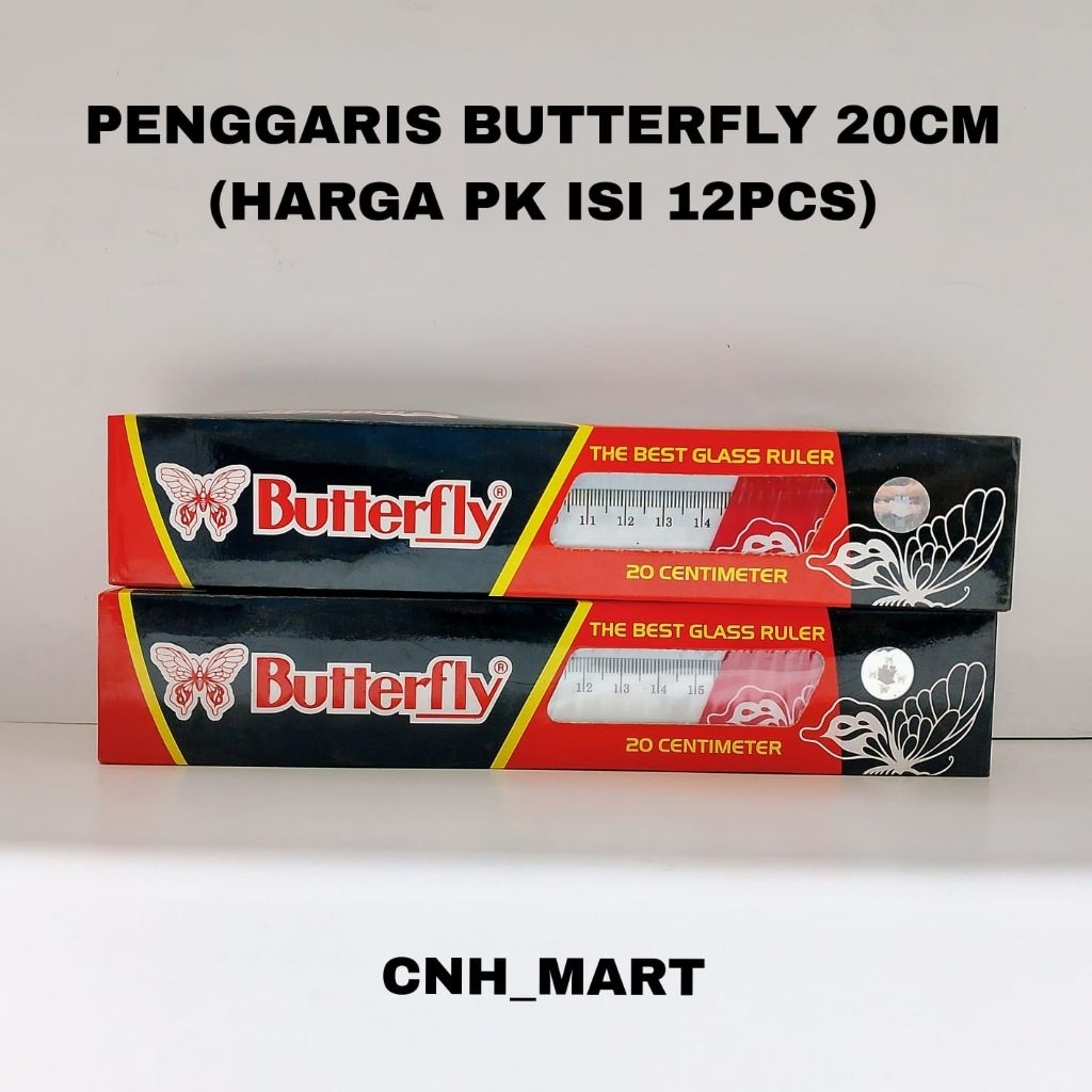 

(12PCS) Pengaris Mika 20CM Butterfly- Garisan Plastik Butterfly 20CM - Harga 12PCS