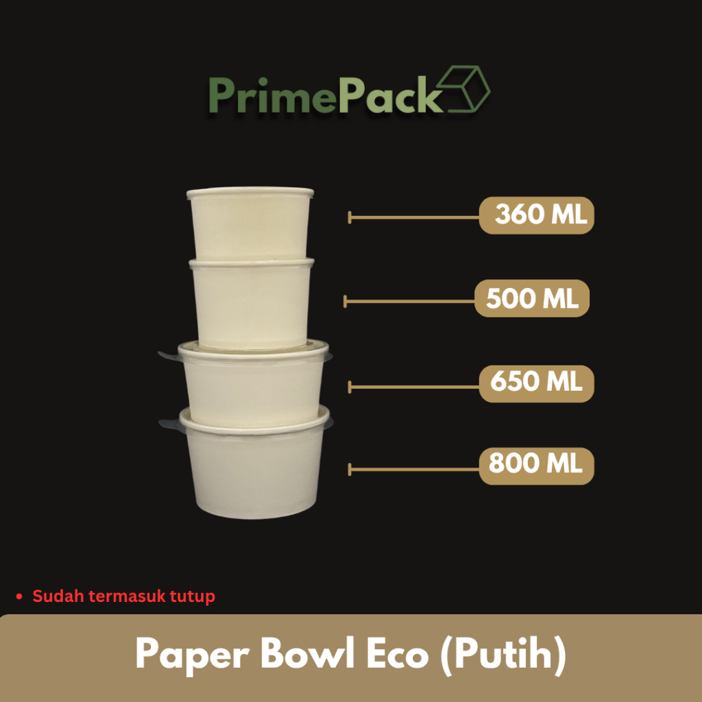Paper Bowl Eco Nafa Putih Mangkok Kertas Makanan Tahan Panas Kuat Anti Bocor Food Grade Rice Bowl
