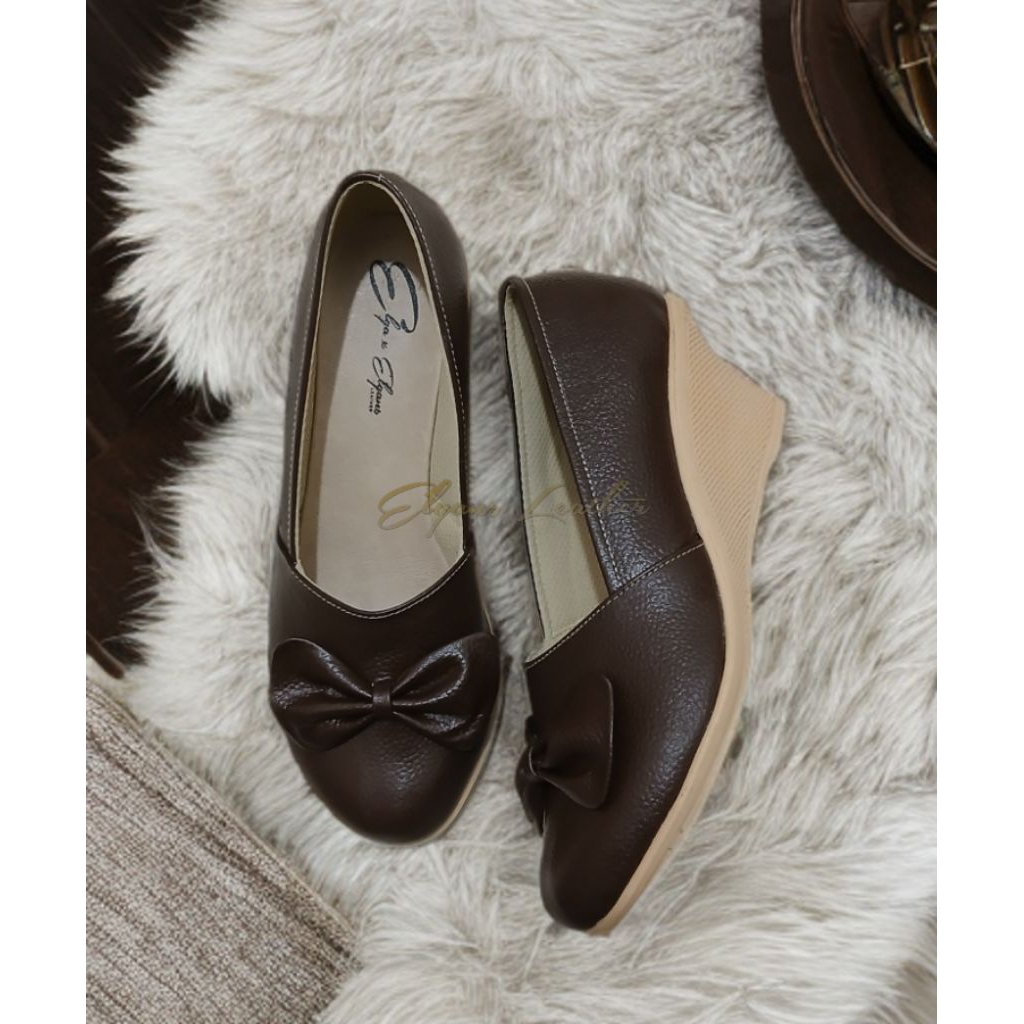Sepatu Wedges Wanita model Pita Kulit Garut