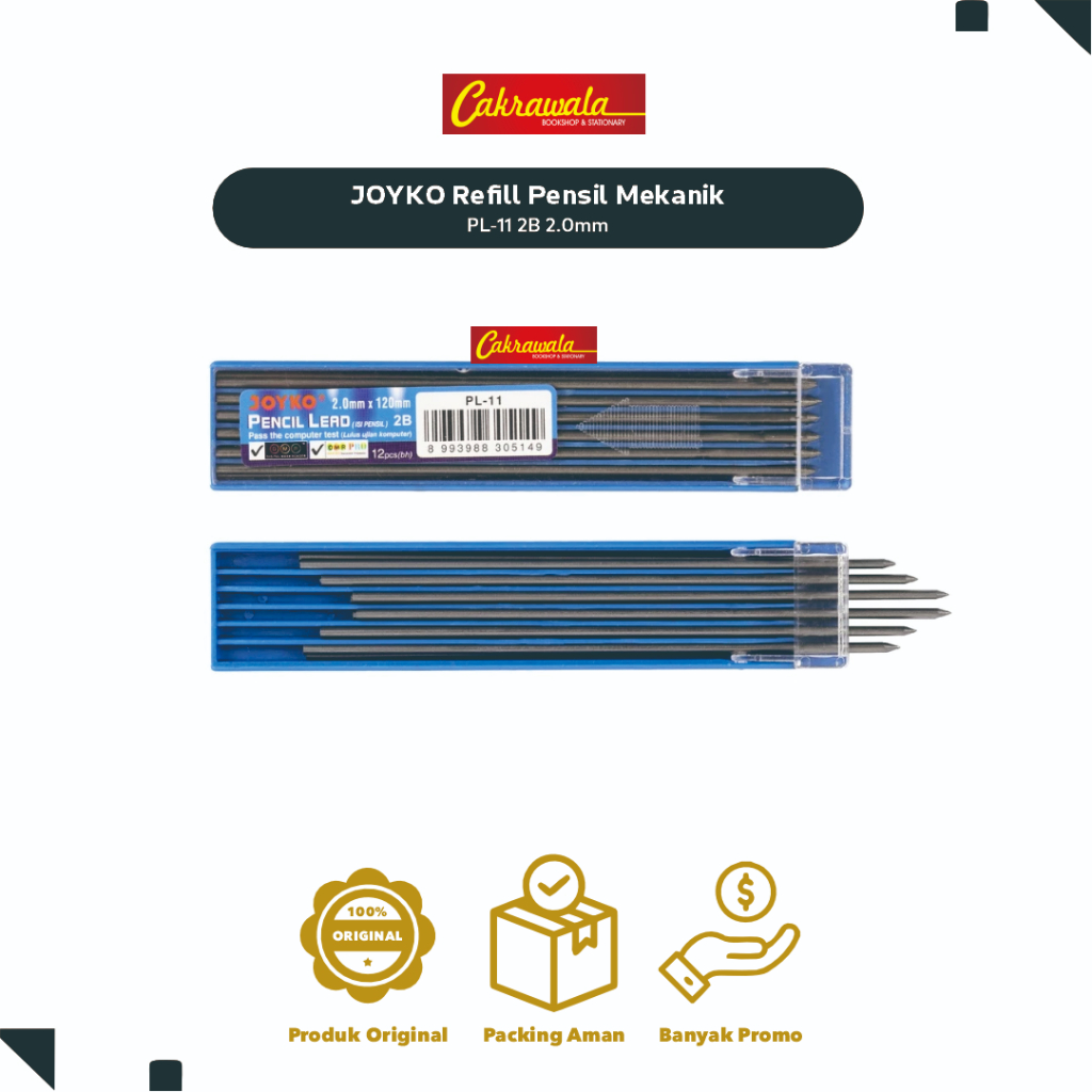

JOYKO Refill Pensil Mekanik PL-11 2B 2.0mm | Isi Pensil Mekanik Joyko | Lead Pencil Refill 2B 2mm