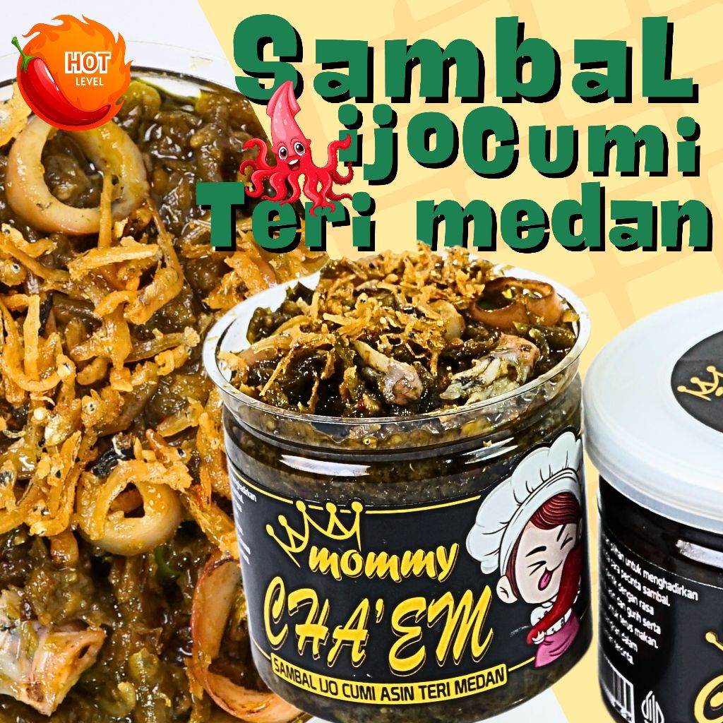 

Sambal Cabe Ijo Cumi Teri Medan Sambel Hijau Pedas Praktis Halal / Berat 130gr / 200gram / Sambal Mommy Cha'em