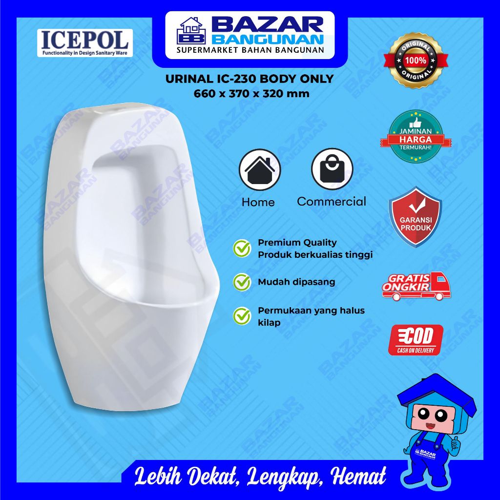 Icepol - Urinal Urinoir Closet Kloset Toilet Pria Berdiri Muslim IC 230 IC230 White Putih Toto Oulu