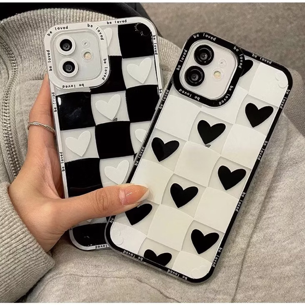 catur case love black n white for 7/8/SE 11 12 13 pro promax