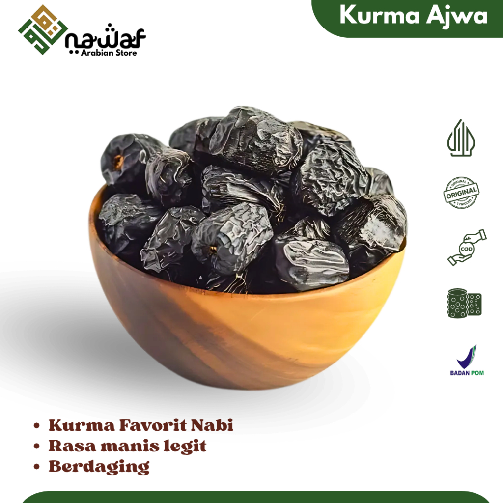 

Kurma Ajwa Al Madinah Jumbo 1 Kg / Kurma Nabi Super Asli Madinah